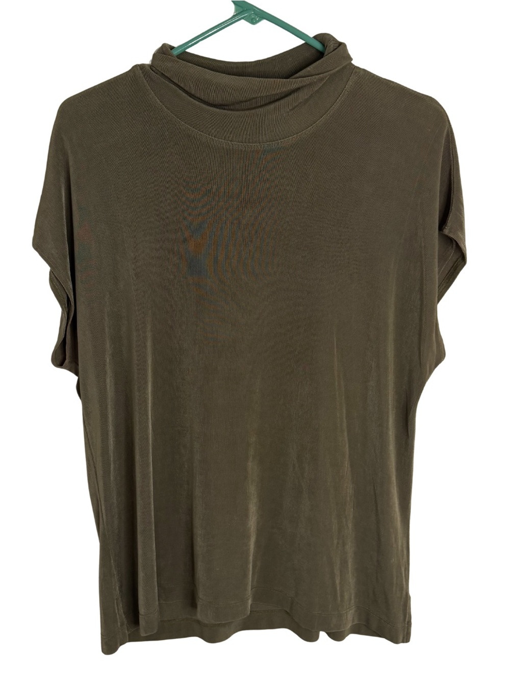 3/$20 Chico's Travelers Green Mock Neck Ribbed Cap Sleeve Top Size XL